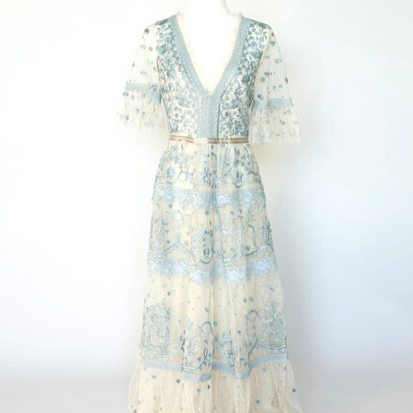 Needle & Thread Midsummer Lace Gown In Blue - Picture 2 of 2
